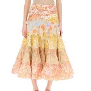 ZIMMERMAN postcard pleated long skirt size 4